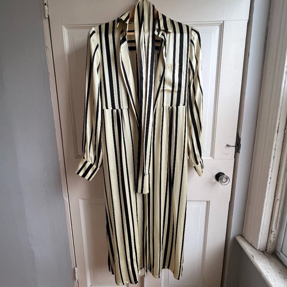 No. 6 Dresses & Skirts - No. 6 Store Black and White Stripe Silk Shirt Dress XS S